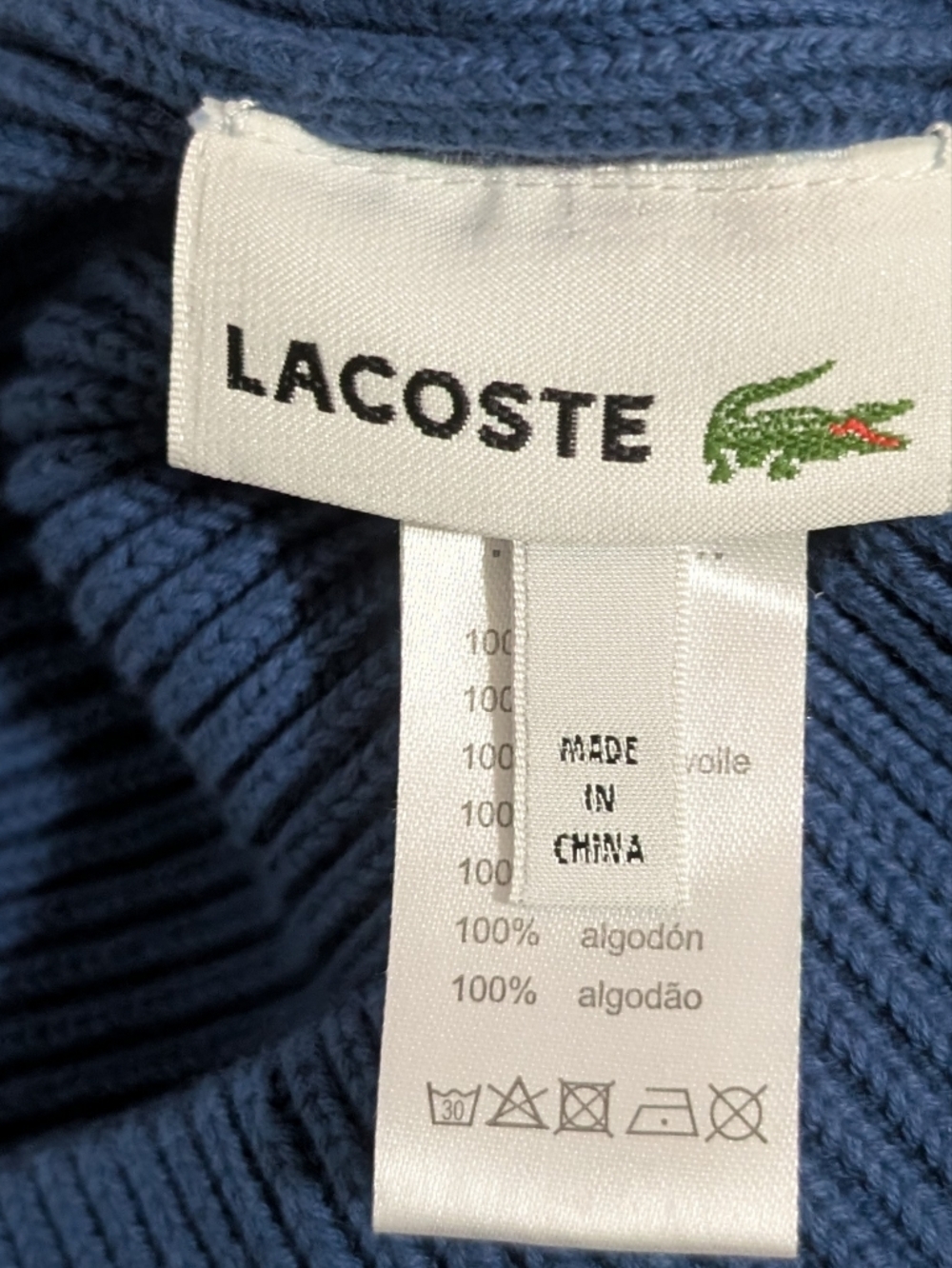 Lacoste Beanie Hat Blue Ribbed Men Women One Size Unisex - Picture 3 of 4